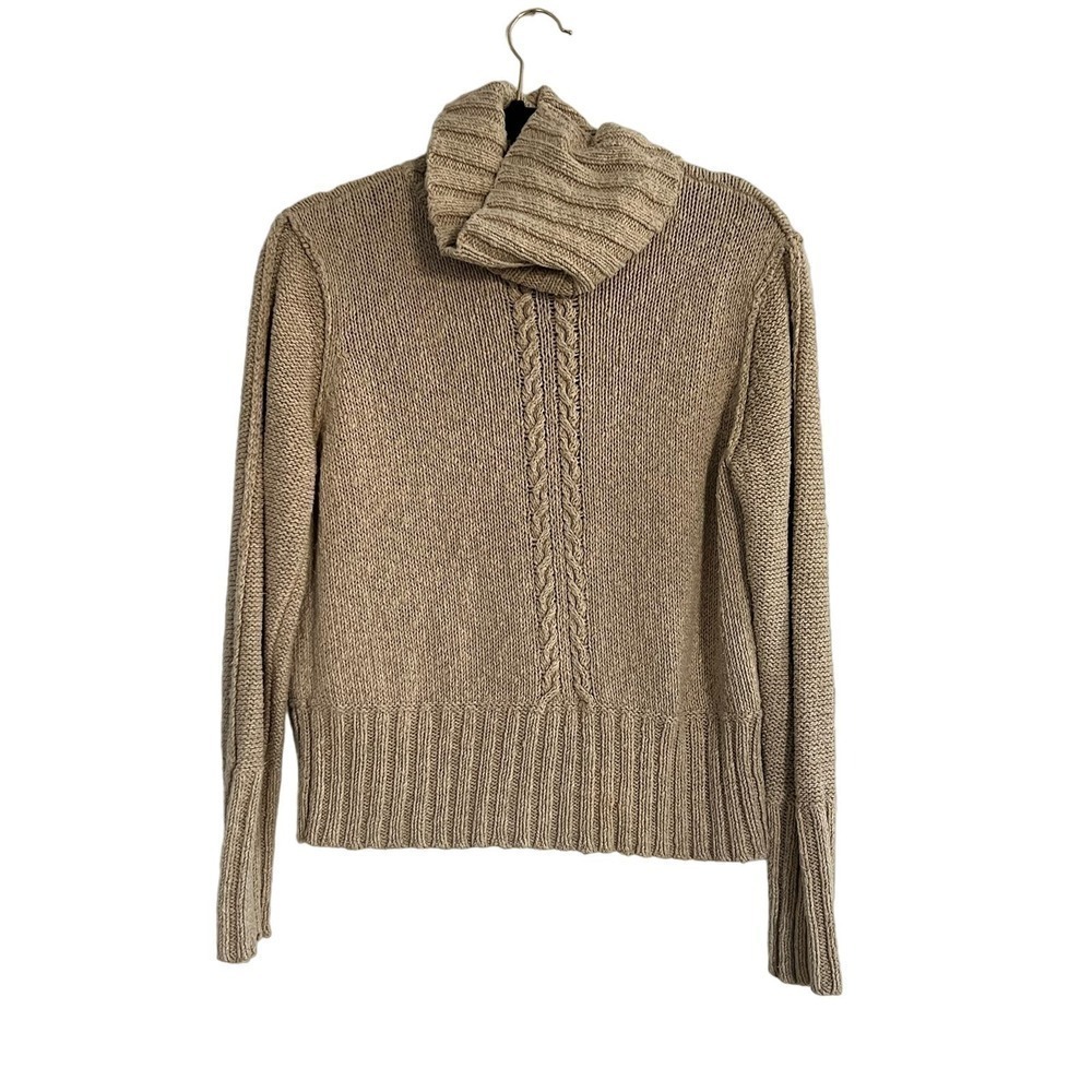 Vintage Liz Claiborne Lizwear Cable Knit Turtle Neck Sweater Size M Cotton